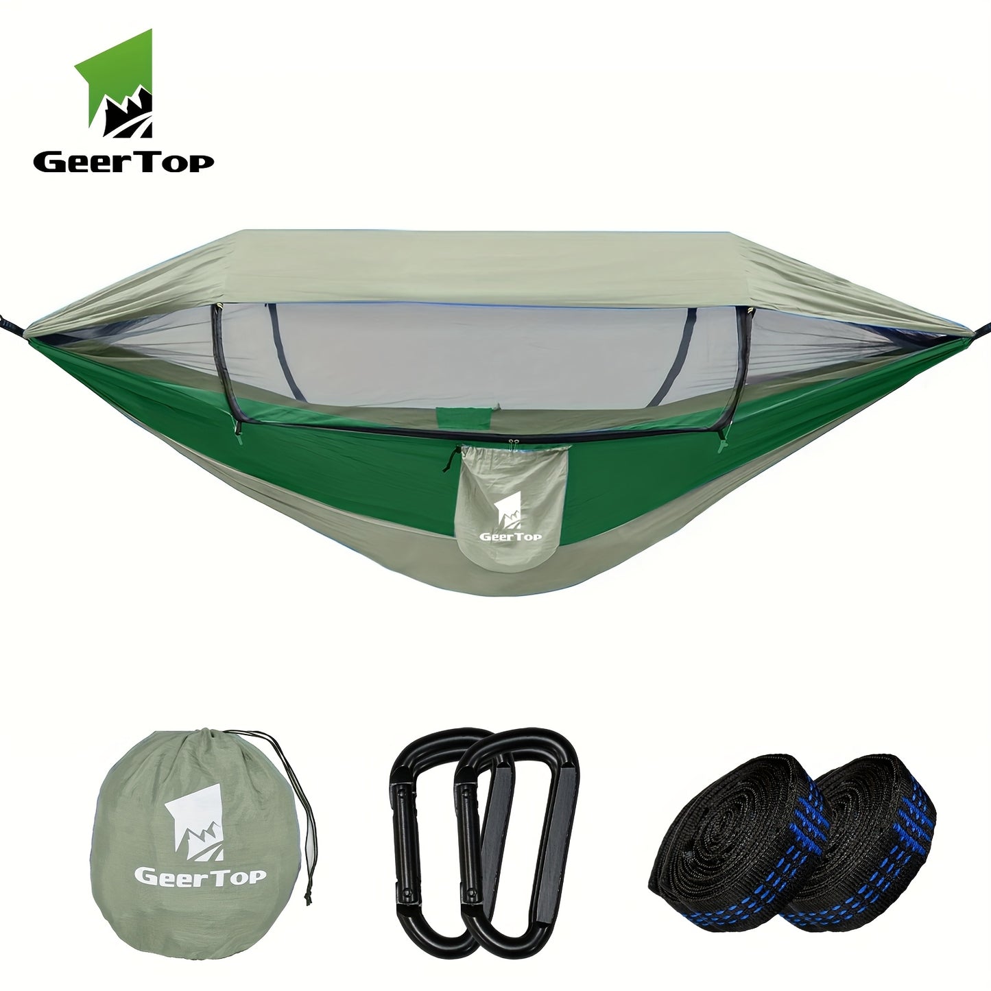 Hamac de Camping 3-en-1 avec Moustiquaire et Tarp – 2 Personnes