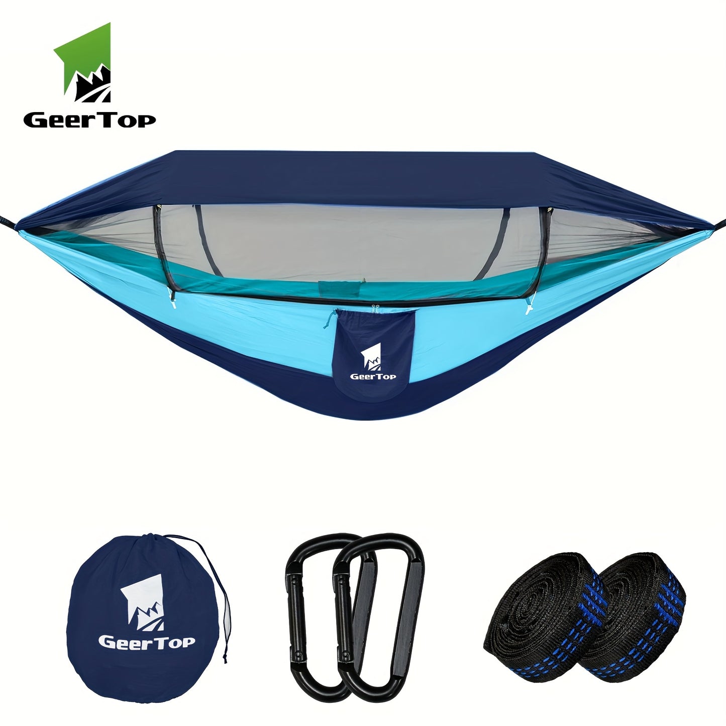 Hamac de Camping 3-en-1 avec Moustiquaire et Tarp – 2 Personnes