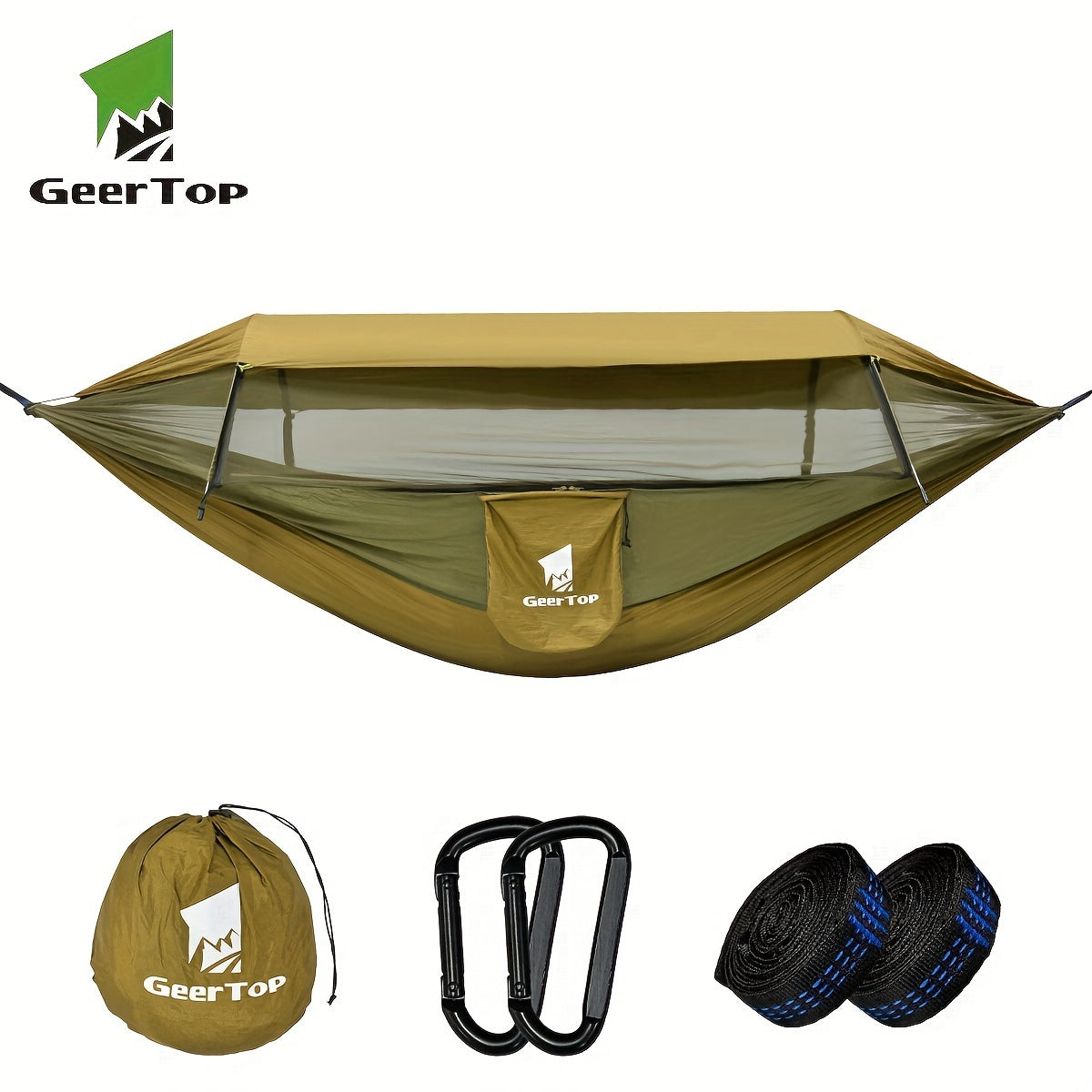 Hamac de Camping 3-en-1 avec Moustiquaire et Tarp – 2 Personnes