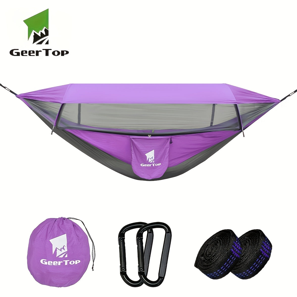 Hamac de Camping 3-en-1 avec Moustiquaire et Tarp – 2 Personnes